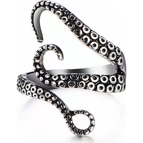 Gothic Punk Squid Octopus Adjustable Ring Women Men Fashion Jewelry Antique Silver Color Unisex Claw Rings