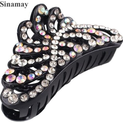 Colorful Shiny Rhinestone Big Hair Claw Women Crystal Shny Hairclips Handmade Clamping Hair Grip Lady Girl Hair Accessories