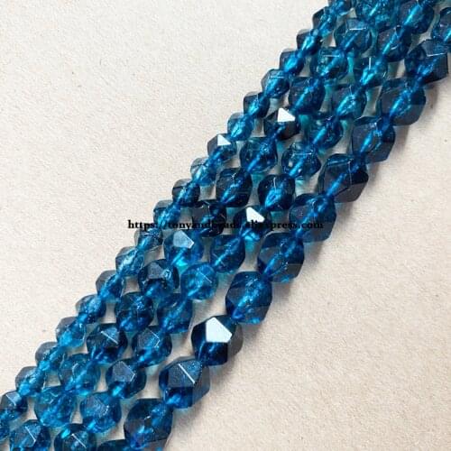 15" Natural Stone Big Cuts Faceted Dyed Blue Quartz Round Loose Beads 6 8 10 mm Pick Size
