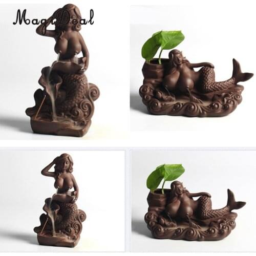 Laying Mermaid Incense Burner Ceramic Stick Cones Holder Smoke Backflow, Incense Censer, Mermaid