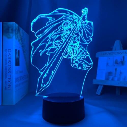 Manga 3d Lamp Berserk Guts Figure for Childrens Room Decor Night Light Kids Bithday Gift Berserk Guts Anime Led Light Bedroom