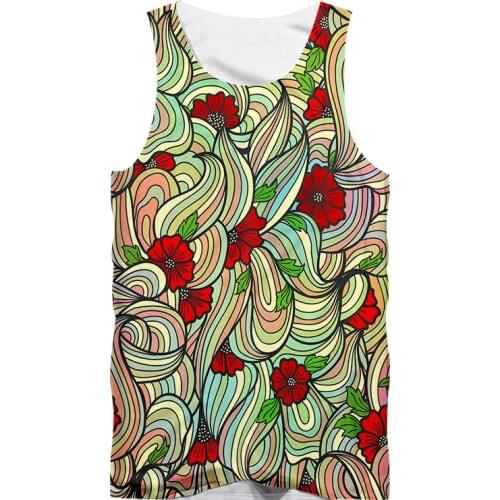 IFPD EU Size Funny Red Flower Cool 3d Hot Sale Print Tank Tops Men Sleeveless Shirt Gym Clothing Men Harajuku Bodybuilding 6XL