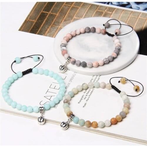 Metal Pumpkin Pine Cone Charm Bracelet Women Natural Prehnite Amethysts Blue Yellow Pink Matte Stone Quartz Woven Bracelet Gifts