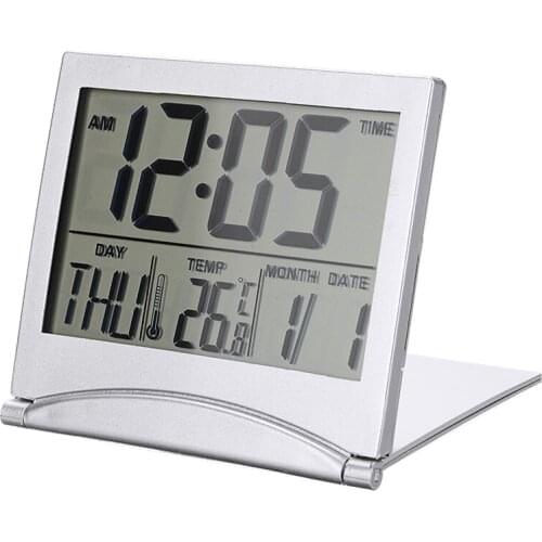 New Arrivals Multifunctional Electronic Clock Folding Digital LED Display Alarm Clock Temperature Calendar Snooze Bedside