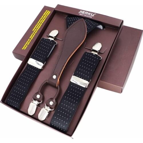 Fashion Mans suspenders 4 clips PU leather braces Adjustable bretelles Y-Back ligas Tirantes gift for father husband 3.5*110cm