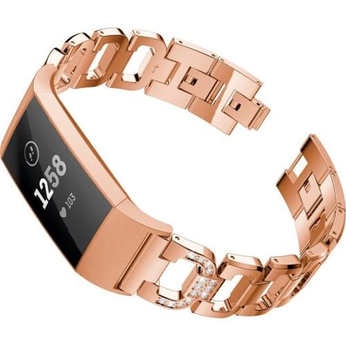 Fshion Luxury Stainless Steel Diamond strap For Fitbit Charge 3 Wristbands Replacement Smart Watch Band Strap Bracelet Crystal