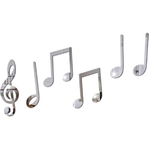 Music Notes Fashion Mirror Stickers Carved Wall Stickers Practice Dance Room Bar Living Room Bedroom Art Decorations