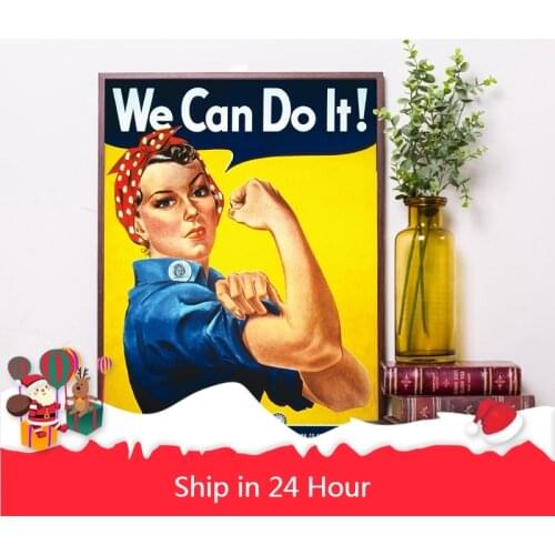 We Can Do It! Rosie the Riveter Vintage Poster WW2 Propaganda Prints Antique Wall Art Canvas Painting Pictures Wall Decoration
