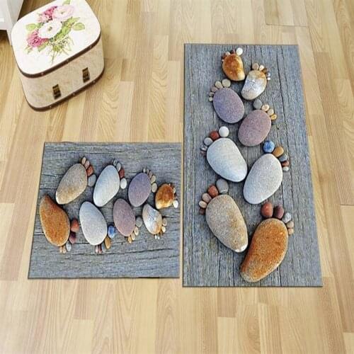 Soft Bath Mat,Foot And Stones Pattern Matte, Washable,Silky Textured Absorbent Mat anti-Slip Floor Luxury Matt, Made In Turkey