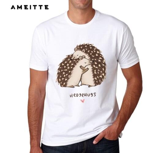 Newest 2019 Fashion Cute Hedgehugs T Shirt Summer Casual Animals Printed T-Shirt High Quality funny Hipster Tops Tee