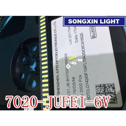 Original JUFEI LED 2000PCS/LOT 7020 light-emitting Light Beads High Power1W 6V 90LM Cool white For LED LCD TV Backlight new