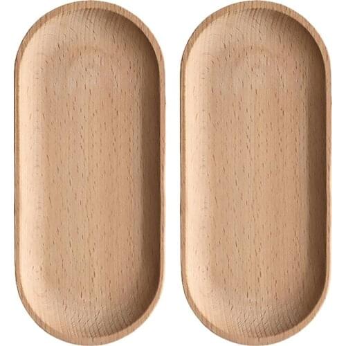 2Pcs Beech Wood Oval Tray Mini Dinne Plate Household Tableware For Home Shop Mini Solid Wood Dinner Plate kitchen Supplies