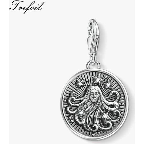 Zodiac Sign Virgo Charm Pendant,2019 Fashion Jewelry 925 Sterling Silver Vintage Gift For Women Men Fit Bracelet Necklace Bag