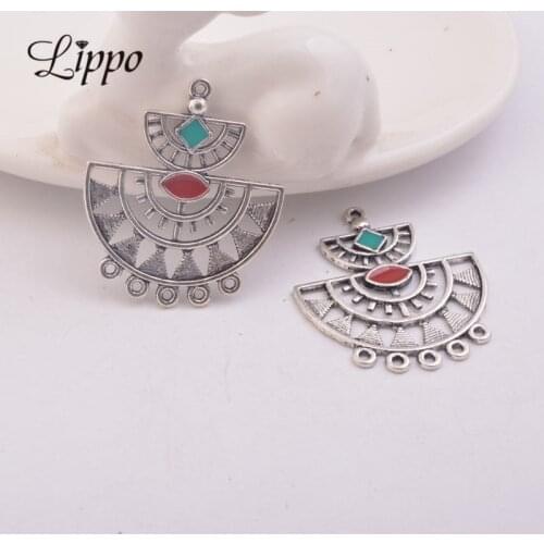 12pcs Antique Silver Half round Earrings Connector Metal Pendant Base Jewelry Connector