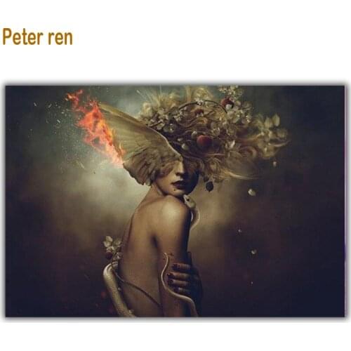 Peter ren diamond painting portrait 5 Round & Square Mosaic Pictures of crystals Full Embroidered with rhinestones "Snake girl"