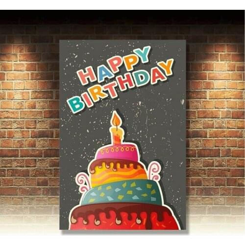 Retro Metal Tin Signs Happy Birthday Vintage Plate Bakery Art Wall Decor Poster