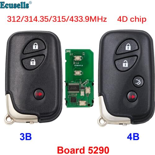 Keyless Go Smart remote key 315/314.3/315/433MHz 4D Chip for Lexus CT200H GX460 LS460 RX350 LS600H RX450H HS250 Board 5290