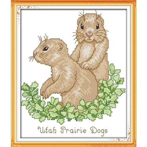 Marmots cross stitch kit cartoon 11ct count canvas stitches embroidery DIY handmade needlework plus