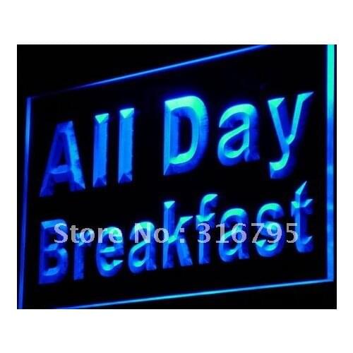I862 All Day Breakfast Cafe Restaurant LED Neon Light Light NR On/Off Swtich 20+ Colors 5 Sizes