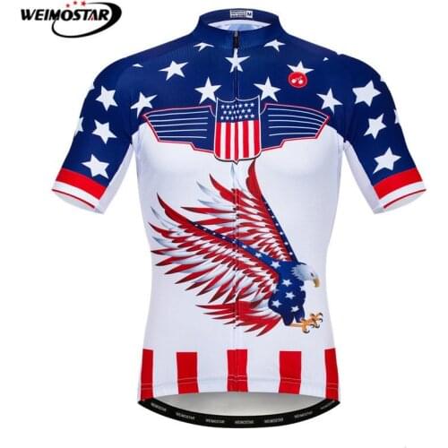 Weimostar Team USA Short Sleeve Cycling Jersey Mountain Bike Jersey Maillot Ciclismo Breathable mtb Bicycle Shirt Cycle Jersey