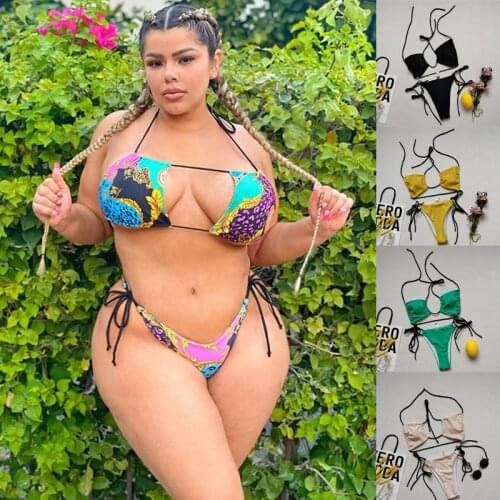 2021 New Push Up Sexy Bikinis Tanga Swimwear Two Piece Women Floral Bikini Set Swimsuit Bathing Suit Beachwear Biquini Plus Size