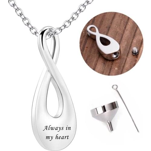 Ash Jewelry Infinity Urn Pendant Ashes Holder Memorial Keepsake Urn Necklace Cremation Jewelry for Pet/Human Always in My Heart