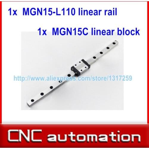 1pc 15mm width 110mm MGN15 linear guide rail + 1pc MGN MGN15C Blocks carriage CNC