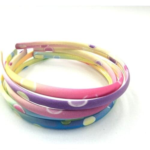 10Pcs/lot 10mm Rainbow Satin Covered Resin Hairbands for Women Girls Kids Elastic Solid Satin Hair Bands DIY Headband Hair Hoop