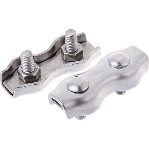 2pcs Stainless Steel Wire Rope Clips Double Grips Cable Clamps For Wires 2mm 3mm 4mm 5mm 6mm