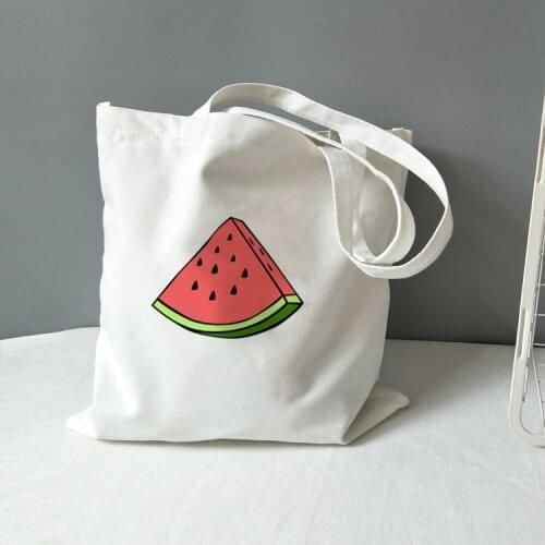 2019 Fashion Womens Tote Bag Korea Original Cute Watermelon Graphic Canvas Shopping Bag Girl Student Shoulder Bags