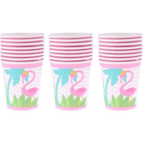 24pcs Flamingo Paper Disposable Cups Birthday Party Tableware Decoration