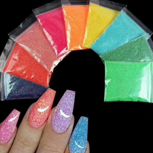 9 Color Colorful Nail Glitter Powder Holo Sugar Glitter Gradient Mermaid Sequins For Nail Art Decorations UV Gel Polish Manicure