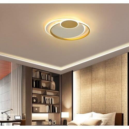 Free Shipping Light Luxury Ceiling Lamp Golden Fashion Bedroom Lamp Creative Simple round Room Lighting New Study Lamps
