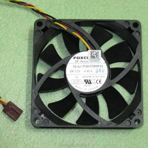 B99 Foxconn PV801512MSPF 0A 8015 80mm x 15mm DC Brushless Cooler Cooling Fan 12V 0.40A 3Pin Connector for Dell Inspiron 530