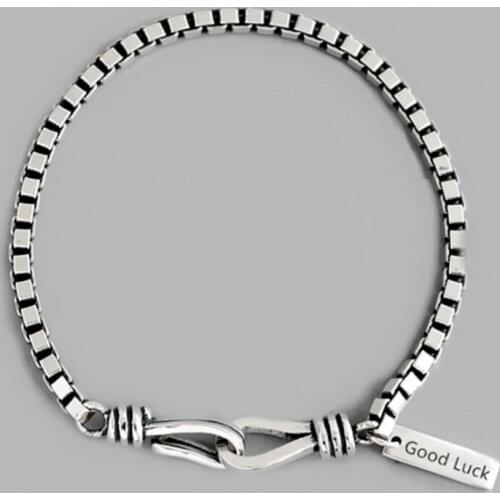 Punk Rock Promotion And Offers Charms For Bracelets Thick Box Chain Good Luck Letter Wristbands Female Wholesale Jewelry