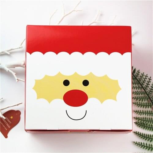 Merry Christmas Santa Claus Paper Box cookie Macaron Christmas Birthday Party Gifts Packaging bags