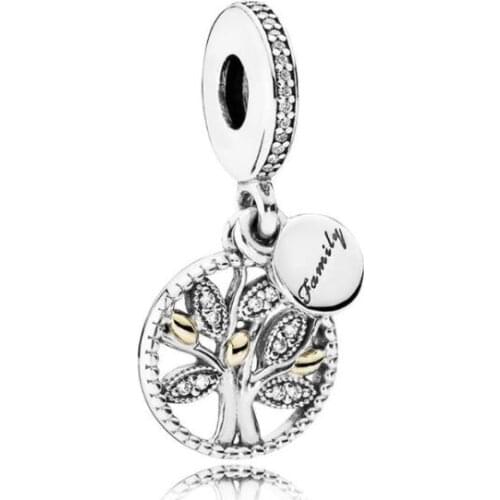 Genuine 925 Sterling Silver Bead Family Charms Crystal Tree Of Life Beads Fit Pan Bracelet & Necklace Women Jewelry