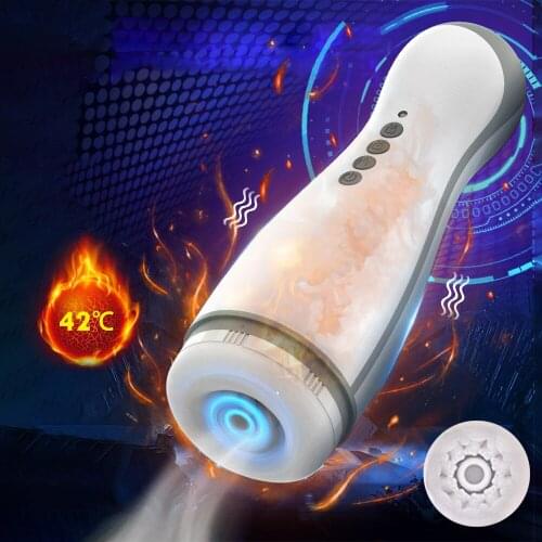 Adult Airplane Cup Mens Electric Intelligent Voice Variable Speed Heating Sucking Massager Mens Sports Masturbation Device