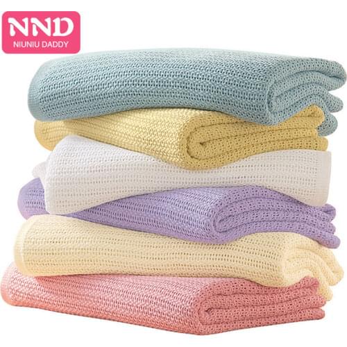 Baby blanket swaddle wrap newborn blankets muslin crochet cotton baby Sleeping blanket Bed Supplies Hole Wrap by Niuniu Daddy