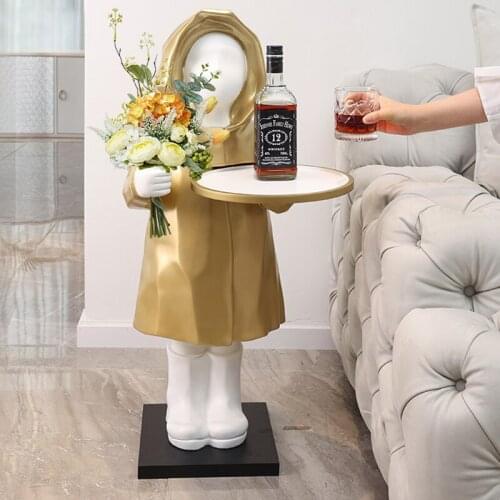 Home Decor Large Floor Decoration In Living Room Decoration Statues And Sculptures Resin Floor Ornament Nordic Style Side Table