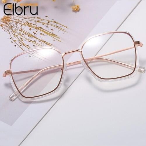 Elbru Myopia Glasses Men Women Vintage Eyeglasses Square Glasses Vintage Myopia Glasses Frame EyeGlasses Frame Diopter 0 To -4.0