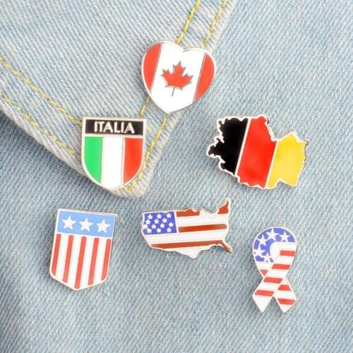 Canada Germany USA Flags enamel Pins Gift Badge Button Lapel jewelry Clothes Jeans cap bag