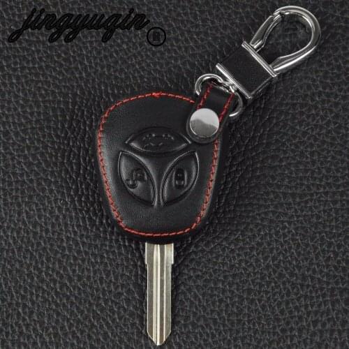 Jingyuqin 3 Buttons Remote Leather Car Key Bag Case Cover For LADA Priora Sedan sport Kalina Granta Vesta X-Ray XRay New