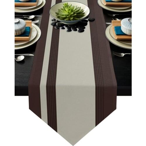 Brown Stripes Nordic Simple Table Runner Wedding Table Decoration Christmas Decor Tablecloth Table Runners and Placemats