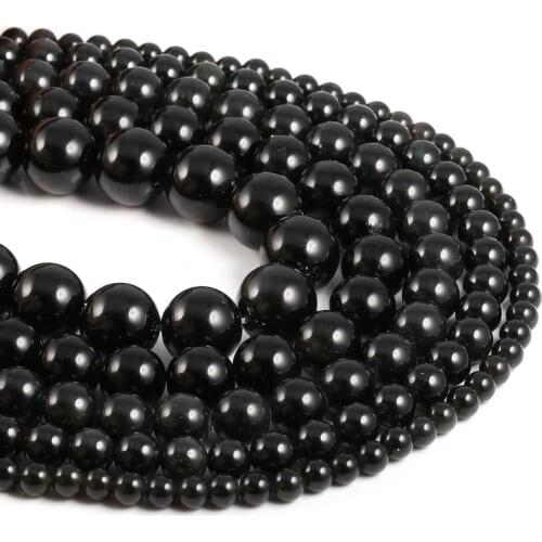 Natural Obsidian Round Loose Beads 4 6 8 10 12 MM Pick Size for Jewelry Making 15" Strand