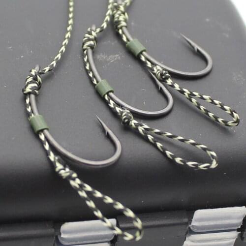 Carp Fishing Line Non Coated 8 Strand Braided Hook Line Soft Hook Link Carp Rig Wire Camoflage Hooklink 15/25/35LB Carp Rig