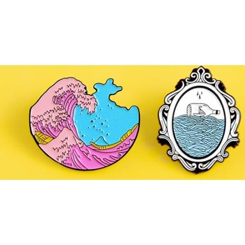 Drifting Bottle Metal Enamel Pins and Brooches for Women Men Lapel Pin Backpack Bags Hat Badge