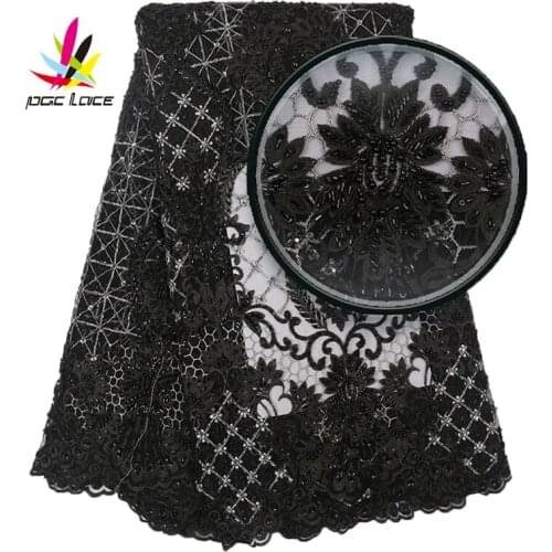 Nigerian Mesh Fabrics Africa Dry Lace High Quality Embroidered Tulle Lace 2019 French Tulle Handmade Beaded Fabric XZ2897B