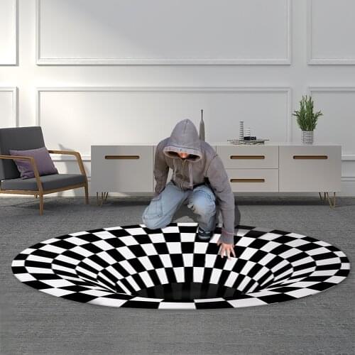 New Mandala Carpet 3D Three-dimensional Black&White Stereo Vision Mat Living Room Doormat Tea Table Sofa Illusion Carpet