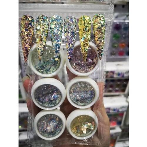 6Boxes Chunky Glitter Mix | Rainbow Glitter Iridescent Glitter| Holographic Glitter | Mylar Flake Glitter | Resin Craft Glitter